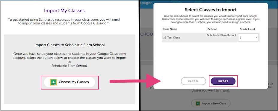 How import Scholastic resources in Google Classroom.